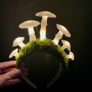 Glowing Mushroom Fairy Crown - Halloween Rave Headpiece - Woodland Fantasy Costume