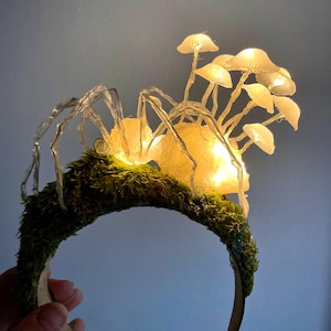 Glowing Mushroom Fairy Crown - Halloween Rave Headpiece - Woodland Fantasy Costume