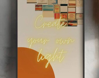 Create Your Own Light Vintage Matchbook Print, Inspirational Wall Art, Retro Matchbook Collage, Vintage Aesthetic, Instant Digital Download
