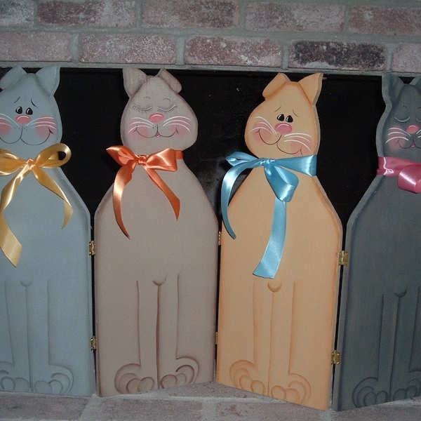 Whimsical Cat Fireplace Screen