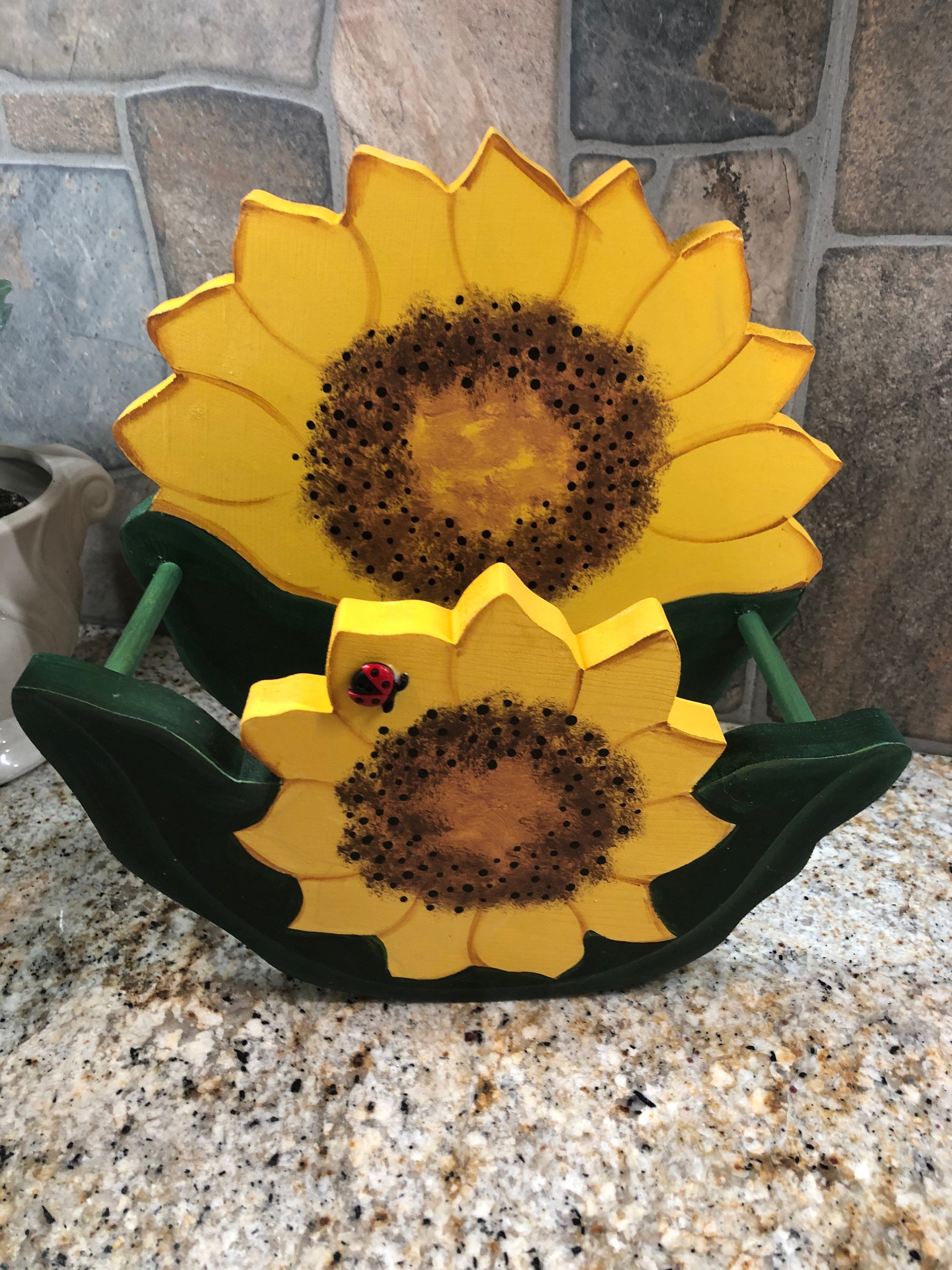 Sunflower Butterfly-Themed Paper Towel Holder - Rustic Farmhouse Kitchen  Decor and Accessories - Premium Matte Iron Indoor Dish Set Holder - Elegant  