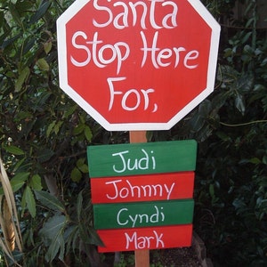 Santa Stop Here personalized yard stake