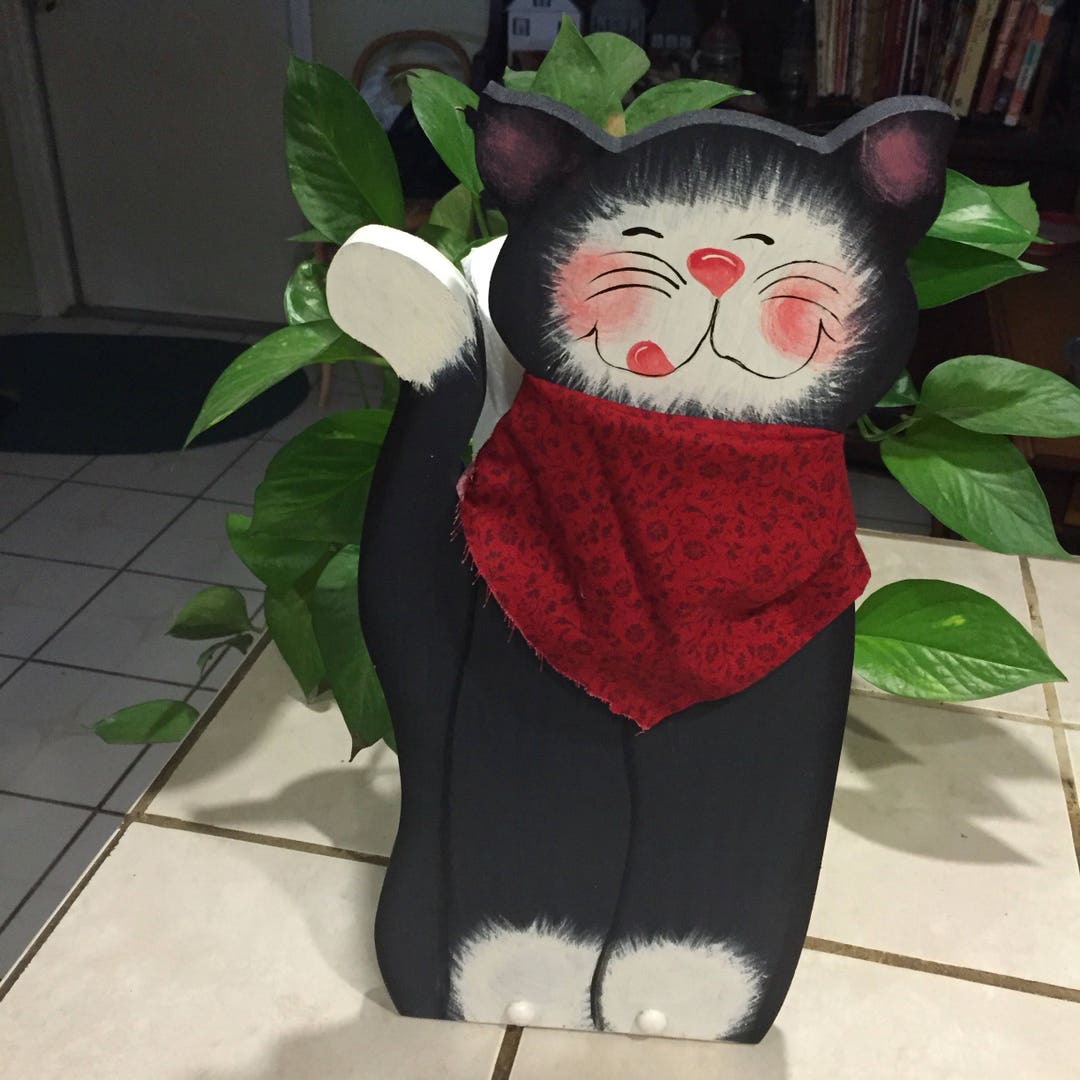 Black Cat Paper Towel Holder Etsy