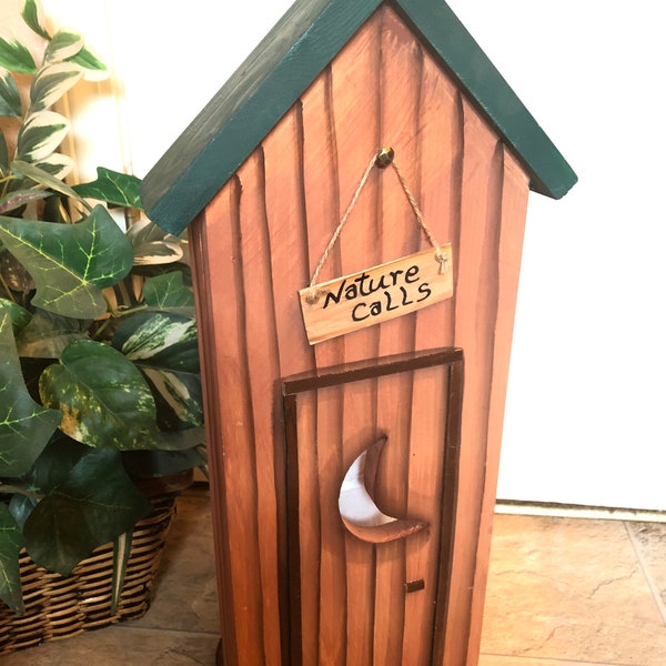 Outhouse toilet paper roll holder