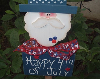 Uncle Sam Happy 4th of July Garden Stake