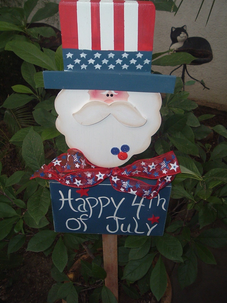 Uncle Sam Happy 4th of July Garden Stake | Etsy