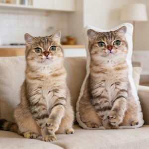 Anpassad hundkatt från foto | Anpassad husdjurskudde | Personlig 3D-formad kudde | Gåva till mamma | Minnesgåva till husdjur