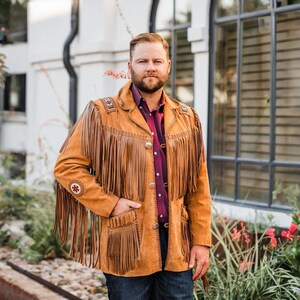 Veste en daim à franges pour homme sale