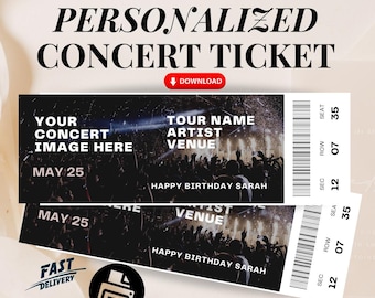 Personalized Concert Ticket Gift, Editable Keepsake (Digital Download)