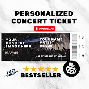 Vintage Konzertkarte Gutschein Geschenk Personalisierte Konzertkarte Digitaler Download Souvenir Ticket Stub-Konzert-Andenken-Land-Konzert
