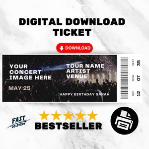 Bearbeitbares digitales Ticket Personalisierte Konzertkarte Geschenk Geburtstagsgeschenk Weihnachtsgeschenk Souvenir Ticket Stub Country Concert Rock