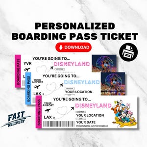 Disneyland Trip Ticket Reveal Surprise Disney World Vacation Gift Ticket Vacation Gift Personalized Souvenir Christmas Gift Present