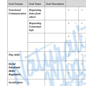Editable Data Sheet for NDBI/ABA Goals/Behaviors