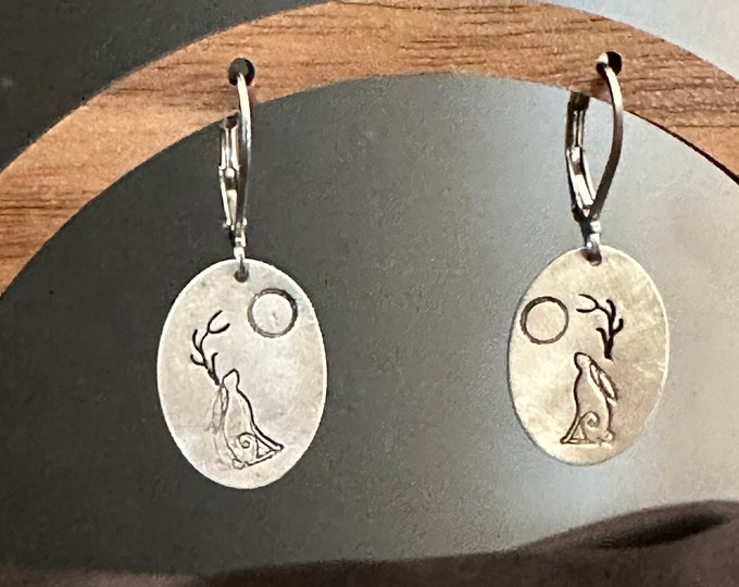 Jackalope sterling silver drop earrings