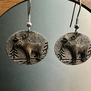 Moose earrings mixed metal