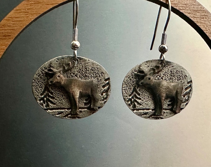 Moose earrings mixed metal