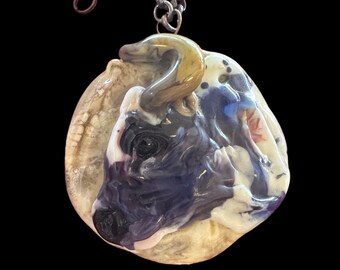 Bull lampwork glass artisan necklace, hereford,longhorn
