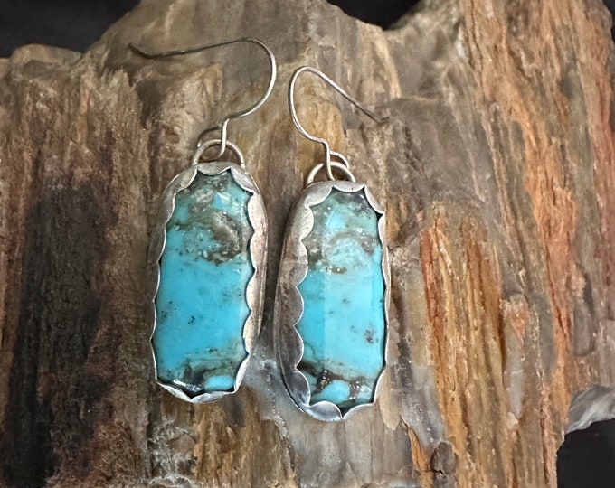 Turquoise drop earrings, Tyrone turquoise