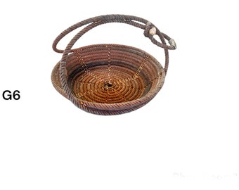 G6- lariat rope basket, burnt orange basket, rope basket, lasso basket