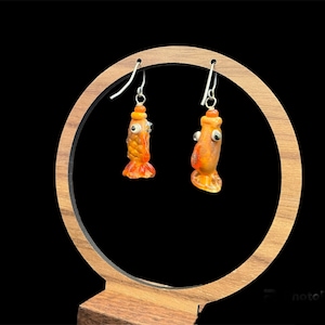 Gold Fish Lamp work glass earrings