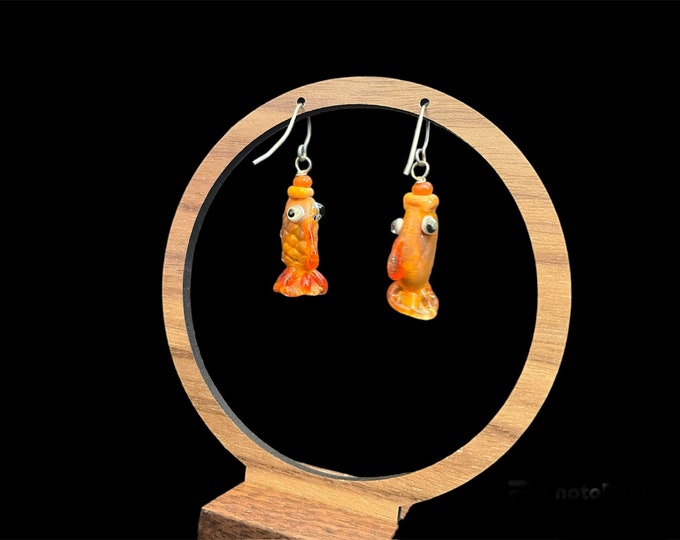 Gold Fish Lamp work glass earrings