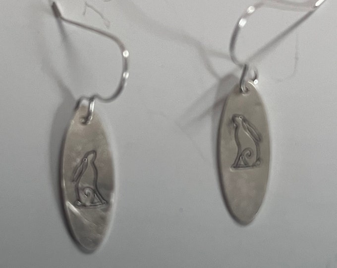 Silver bunny earrings, sterling silver rabbit earrings