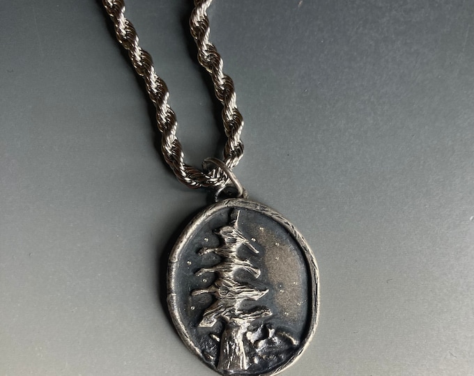 Molten tree, sterling silver necklace A