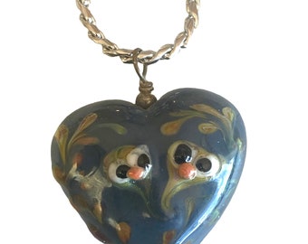 Love birds Lampwork necklace