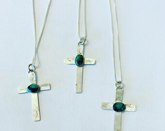 Silver cross with Turquoise necklace