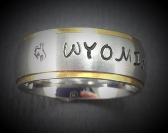 Licensed Wyoming Bucking Horse rings, personalized Wyoming