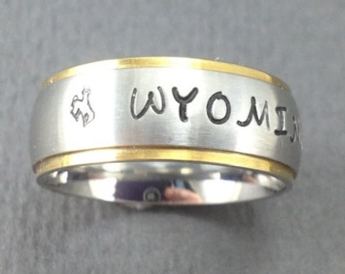 Wide band name ring 2-tone