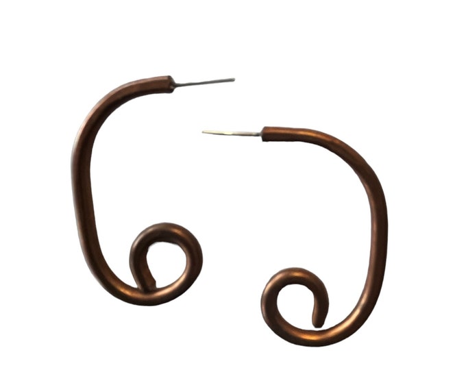 Artsy Copper post earrings, hippie earrings, copper statement earrings