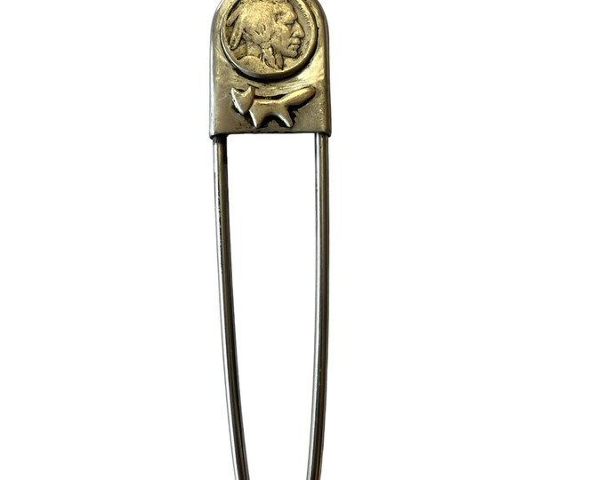 Buffalo Nickel Jumbo Safety Pin Keychain-silversmith-metalsmith Jewelry