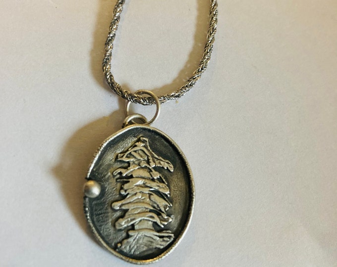 Textured tree, sterling silver necklace B