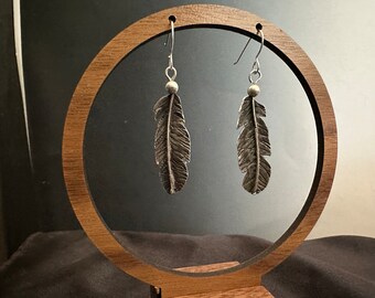 Artisan Feather sterling silver statement earrings