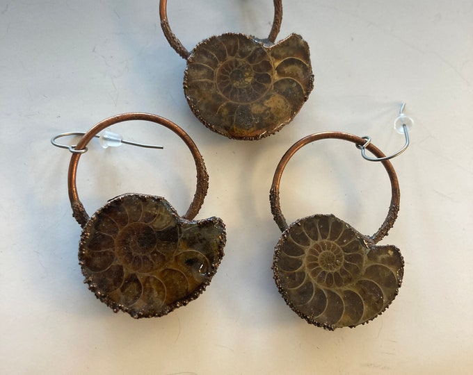 Ammonite necklace and earring set