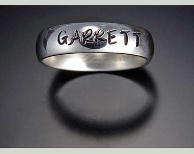 Thin band personalized ring brushed finish