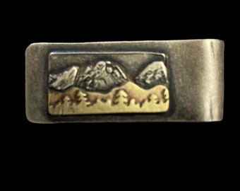 engraved money clip Rocky mountains Tassen & portemonnees Portemonnees & Geldclips Geldclips mountain range landscape Mountain money clip personalized gifts for him. 