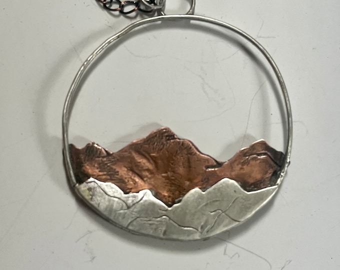 Bi-metal Mountain Necklace, hand made, hand forged