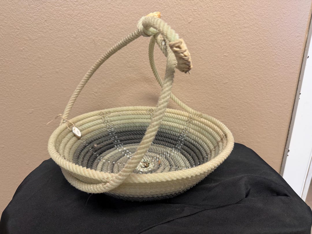 G-8. Lariat Rope Basket Turquoise Green Tones - Etsy