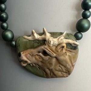 Elk lampwork glass necklace