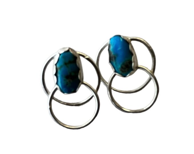 Blue Bandit turquoise, post earrings, statement earrings, turquoise artisan earrings