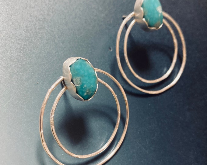 Turquoise hoop  Post earrings