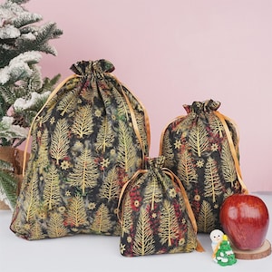 Letzte Chance! S / M / L Goldener Baum Geschenkbeutel, Bronzierender schwarzer Geschenkbeutel, hochwertiger Kordelzug Aufbewahrungsbeutel, Weihnachtsdekor, Weihnachtsgeschenk