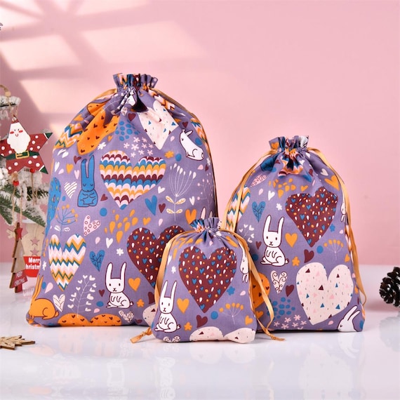 NEW! S/M/L Love Rabbit Purple Gift Bag,cotton Tote Bag,durable