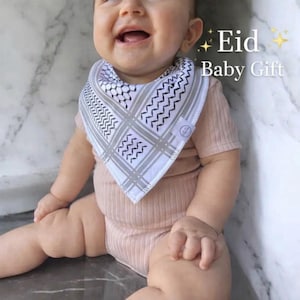 Eid-gåva för bebisar – Keffiyeh-haklapp – Muslimsk gåva för bebisar – Ramadan-gåva för bebisar – Islamisk babyshower-gåva