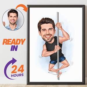 Flair Bartender Caricature From photo Dancing Bartender Cartoon Wall Art Digital Download Gift for Him Funny Drawing Gifts Birthday Gifts