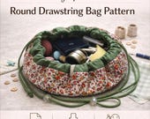 Drawstring Makeup Bag Pattern PDF, Easy Cosmetic Pouch Sewing Pattern for Beginners, Round Travel Organizer, Instant Download