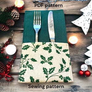 Cutlery Holder Sewing Tutorial | PDF Sewing Pattern | Utensil Holder Christmas projects | Silverware Holder | Easy DIY | 25-9
