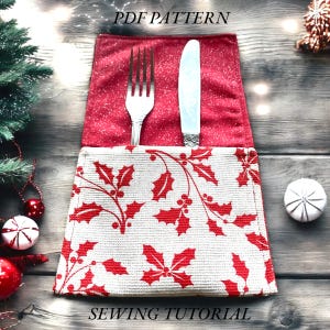 Cutlery Holder  Sewing Tutorial | PDF Sewing Pattern | Utensil Holder Christmas projects | Silverware Holder | Easy DIY | 25-9